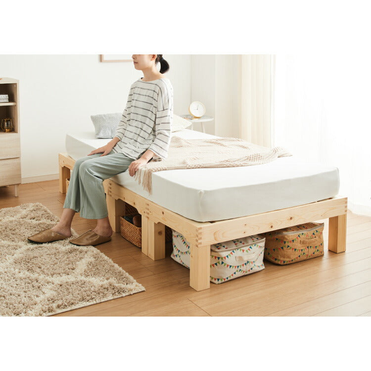 天然木 分割式ベッド シングル パイン材使用 並べて使用・重ねて収納 パインすのこベッド 高さ調節 分割 ベッドフレーム すのこベッド 重ね置き 分解 移動式(代引不可)