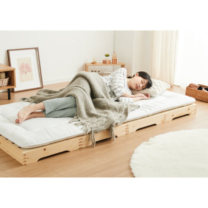 天然木 分割式ベッド シングル パイン材使用 並べて使用・重ねて収納 パインすのこベッド 高さ調節 分割 ベッドフレーム すのこベッド 重ね置き 分解 移動式(代引不可)