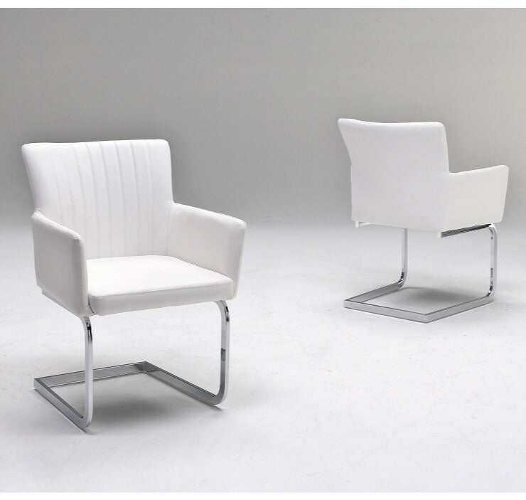 ダイニングチェア 2脚セット 革 幅58 PU 合皮 チェア 椅子 いす おしゃれ モダン 肘付き カンティレバーチェア アイアン(代引不可)