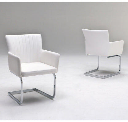 ダイニングチェア 2脚セット 革 幅58 PU 合皮 チェア 椅子 いす おしゃれ モダン 肘付き カンティレバーチェア アイアン(代引不可)