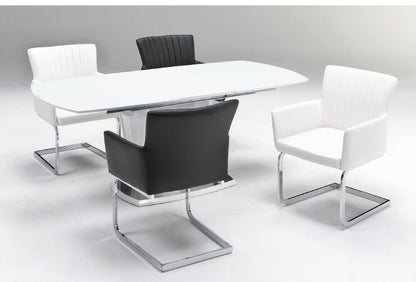 ダイニングチェア 2脚セット 革 幅58 PU 合皮 チェア 椅子 いす おしゃれ モダン 肘付き カンティレバーチェア アイアン(代引不可)