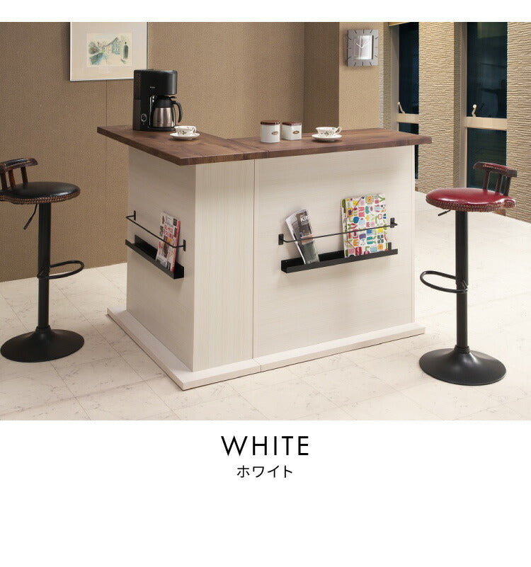 バーカウンター テーブル L字 日本製 完成品 高さ104 カウンターテーブル バーテーブル カウンター下収納 開梱設置無料 キッチン 収納 バーテーブル(代引不可)