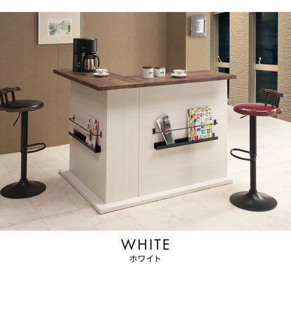 バーカウンター テーブル L字 日本製 完成品 高さ104 カウンターテーブル バーテーブル カウンター下収納 開梱設置無料 キッチン 収納 バーテーブル(代引不可)
