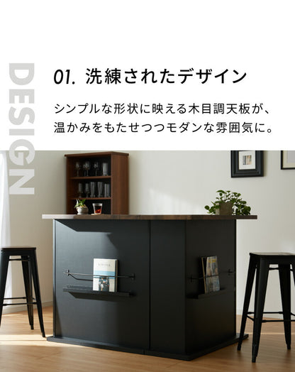 バーカウンター テーブル L字 日本製 完成品 高さ104 カウンターテーブル バーテーブル カウンター下収納 開梱設置無料 キッチン 収納 バーテーブル(代引不可)