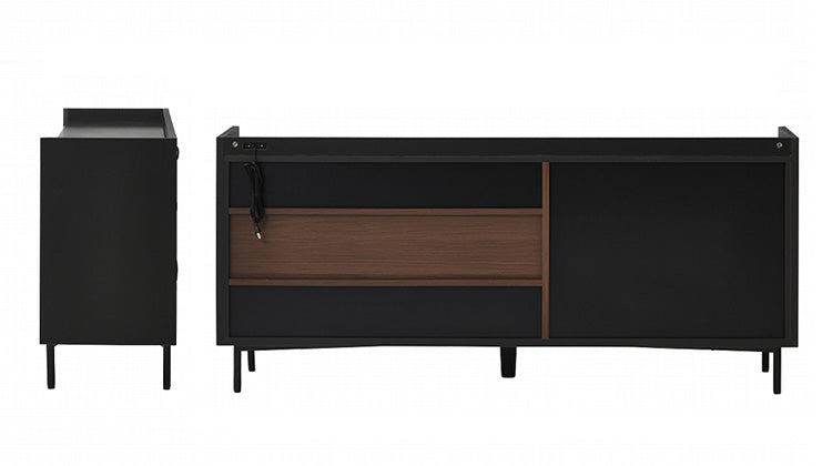 キャビネット 完成品 幅180 木目×ガラスデザイン ガラス天板 リビングボード 2口コンセント チェスト スチール脚 扉 引き出し 収納 おしゃれ モダン(代引不可)