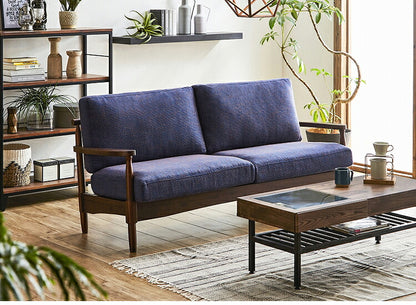 ソファ 3人掛け 幅181 木製 無垢材 フレーム 肘付き 肘有り クッション おしゃれ 北欧 モダン ナチュラル ベージュ ブルー sofa ソファー(代引不可)