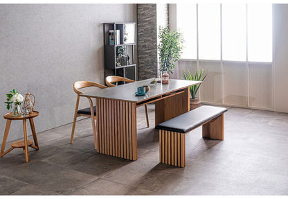 ダイニングテーブル 165×85cm 棚付き 収納 リビングテーブル セラミック 木製 オーク ウォールナット おしゃれ モダン 和風 リビング ダイニング 食卓 テーブル(代引不可)