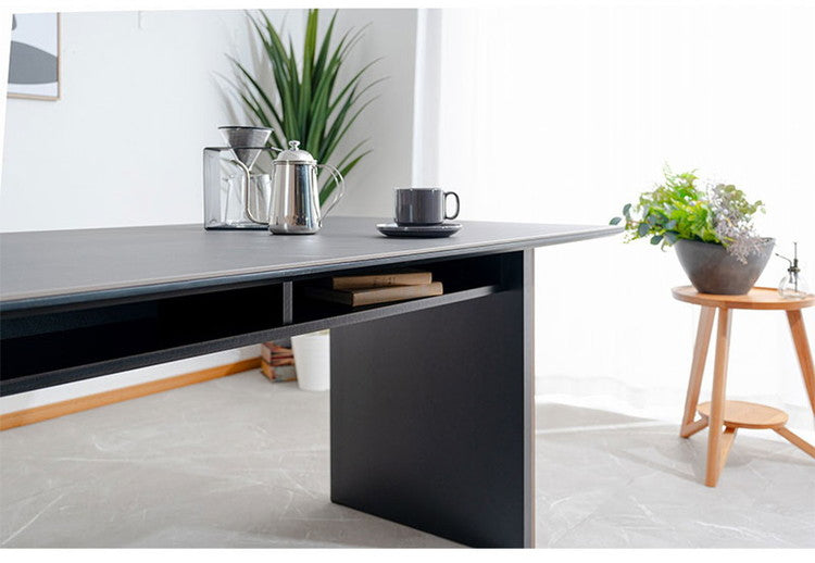 ダイニングテーブル 165×85cm 棚付き 収納 リビングテーブル セラミック 木製 オーク ウォールナット おしゃれ モダン 和風 リビング ダイニング 食卓 テーブル(代引不可)