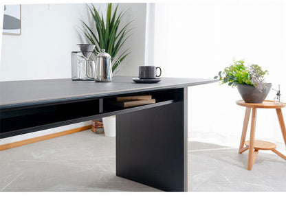 ダイニングテーブル 165×85cm 棚付き 収納 リビングテーブル セラミック 木製 オーク ウォールナット おしゃれ モダン 和風 リビング ダイニング 食卓 テーブル(代引不可)