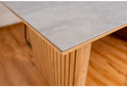 ダイニングテーブル 165×85cm 棚付き 収納 リビングテーブル セラミック 木製 オーク ウォールナット おしゃれ モダン 和風 リビング ダイニング 食卓 テーブル(代引不可)