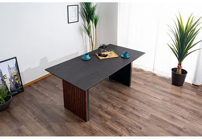 ダイニングテーブル 165×85cm 棚付き 収納 リビングテーブル セラミック 木製 オーク ウォールナット おしゃれ モダン 和風 リビング ダイニング 食卓 テーブル(代引不可)