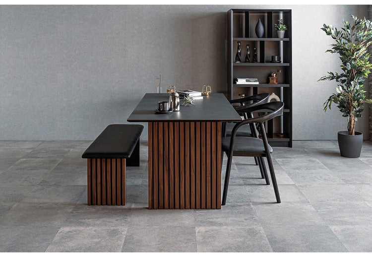 ダイニングセット 4点セット テーブル ベンチ チェア2脚 棚付き 収納 ダイニングテーブル セラミック 木製 オーク ウォールナット おしゃれ モダン 和風 リビング 食卓 ダイニングチェア 椅子(代引不可)