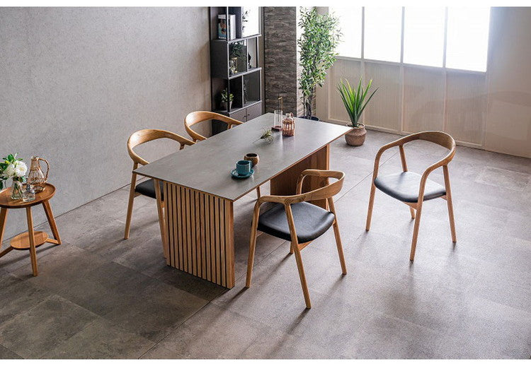 ダイニングセット 5点セット テーブル チェア4脚 棚付き 収納 ダイニングテーブル セラミック 木製 オーク ウォールナット おしゃれ モダン 和風 リビング ダイニング 食卓 ダイニングチェア 椅子(代引不可)