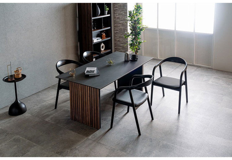 ダイニングセット 5点セット テーブル チェア4脚 棚付き 収納 ダイニングテーブル セラミック 木製 オーク ウォールナット おしゃれ モダン 和風 リビング ダイニング 食卓 ダイニングチェア 椅子(代引不可)