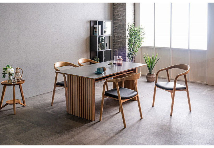 ダイニングセット 5点セット テーブル チェア4脚 棚付き 収納 ダイニングテーブル セラミック 木製 オーク ウォールナット おしゃれ モダン 和風 リビング ダイニング 食卓 ダイニングチェア 椅子(代引不可)