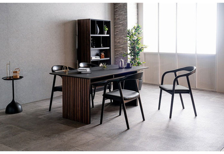 ダイニングセット 5点セット テーブル チェア4脚 棚付き 収納 ダイニングテーブル セラミック 木製 オーク ウォールナット おしゃれ モダン 和風 リビング ダイニング 食卓 ダイニングチェア 椅子(代引不可)