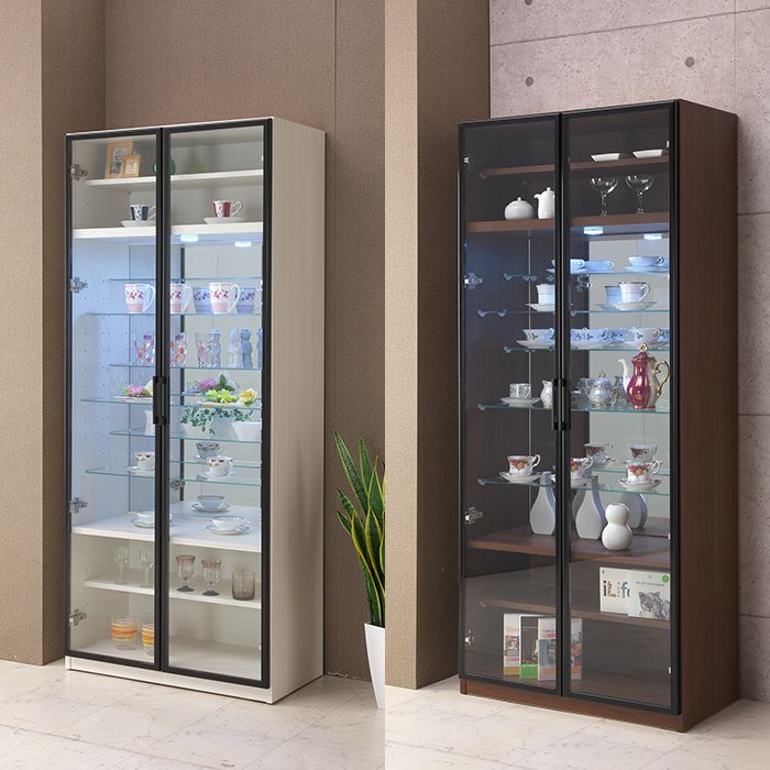 コレクションラック カップボード 幅77.6cm×高さ180cm 【完成品 開梱設置無料】 コレクションケース 飾り棚 ガラス棚 ショーケース(代引不可)