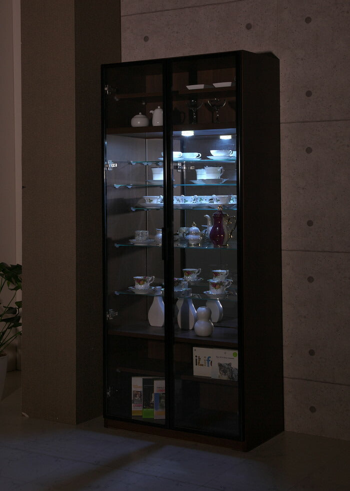 コレクションラック カップボード 幅77.6cm×高さ180cm 【完成品 開梱設置無料】 コレクションケース 飾り棚 ガラス棚 ショーケース(代引不可)