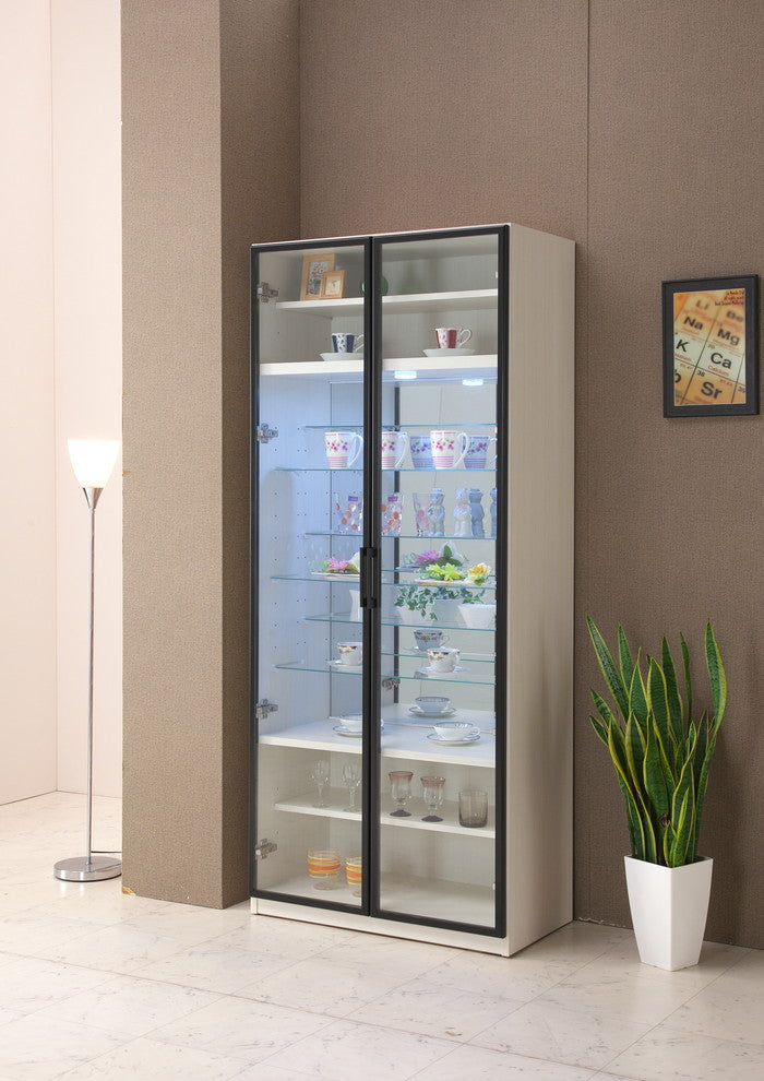 コレクションラック カップボード 幅77.6cm×高さ180cm 【完成品 開梱設置無料】 コレクションケース 飾り棚 ガラス棚 ショーケース(代引不可)