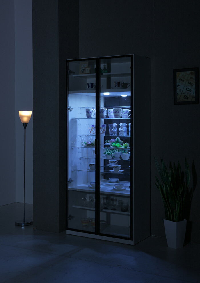 コレクションラック カップボード 幅77.6cm×高さ180cm 【完成品 開梱設置無料】 コレクションケース 飾り棚 ガラス棚 ショーケース(代引不可)