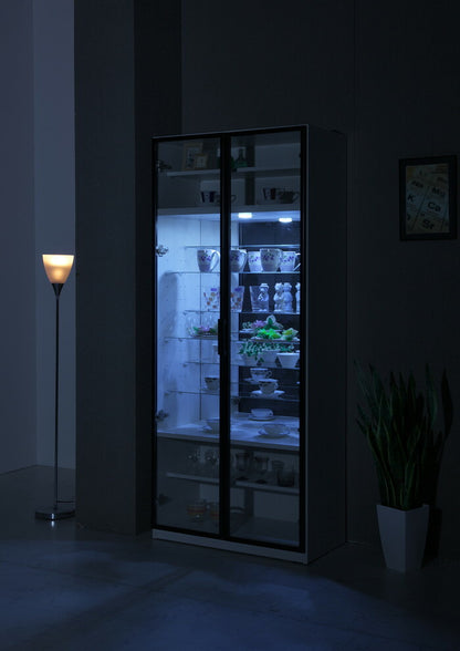 コレクションラック カップボード 幅77.6cm×高さ180cm 【完成品 開梱設置無料】 コレクションケース 飾り棚 ガラス棚 ショーケース(代引不可)