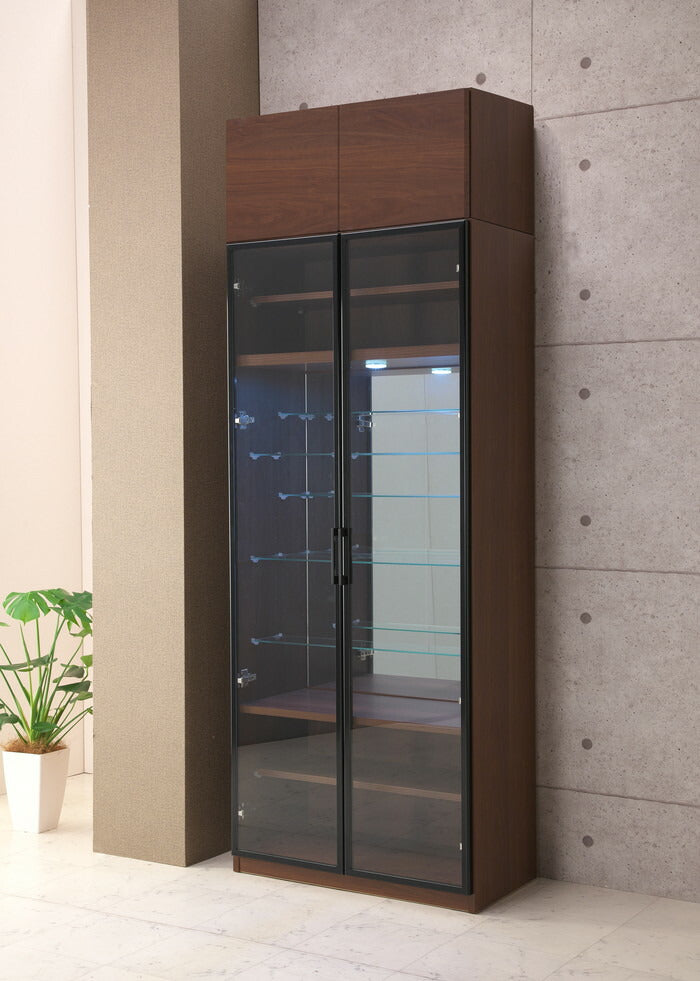 コレクションラック 上置 幅77.6cm×高さ40cm コレクションケース 飾り棚  ガラス棚  ショーケース ベージュ (代引不可)