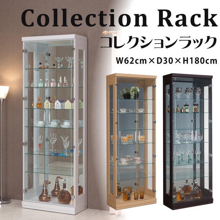 【500円OFF】ロング60 コレクションラック 幅62cm×高さ180cm コレクションケース コレクションボード 飾り棚  ガラス棚  ショーケース