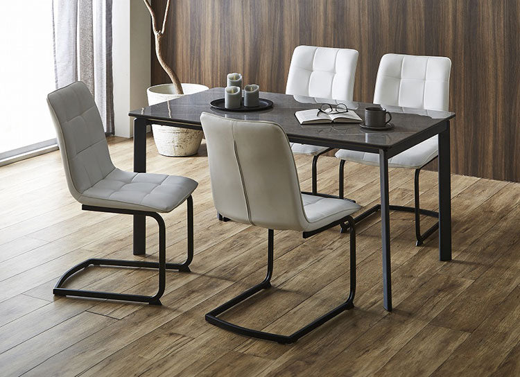 セラミック 伸縮 ダイニングセット 4人掛け 5点セット ダイニングテーブルセット 伸長式 幅130~幅170 合皮 デザインチェア 鏡面 ダイニングチェア 耐水 耐熱 大理石調(代引不可)