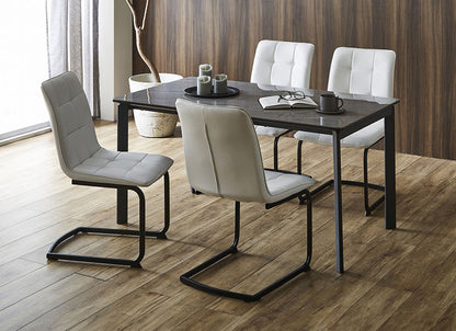 セラミック 伸縮 ダイニングセット 4人掛け 5点セット ダイニングテーブルセット 伸長式 幅130~幅170 合皮 デザインチェア 鏡面 ダイニングチェア 耐水 耐熱 大理石調(代引不可)