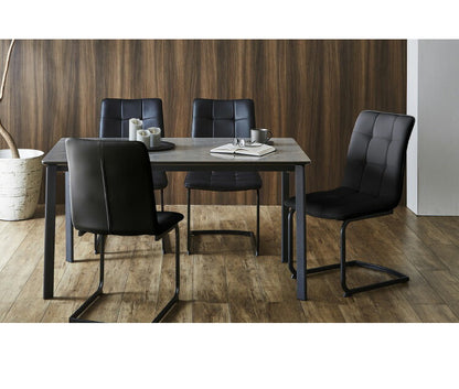 セラミック 伸縮 ダイニングセット 4人掛け 5点セット ダイニングテーブルセット 伸長式 幅130~幅170 合皮 デザインチェア 鏡面 ダイニングチェア 耐水 耐熱 大理石調(代引不可)