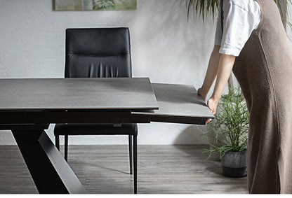 セラミック 両側伸縮 ダイニングセット 4人掛け 5点セット ダイニングテーブルセット 伸長式 幅160~幅236 合皮 レザー デザインチェア 鏡面 ダイニングチェア 耐水 耐熱 石目調(代引不可)