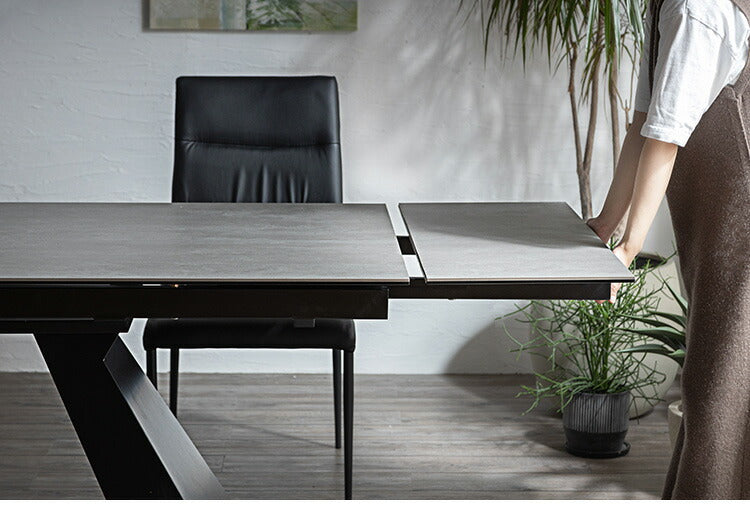 セラミック 両側伸縮 ダイニングセット 4人掛け 5点セット ダイニングテーブルセット 伸長式 幅160~幅236 合皮 レザー デザインチェア 鏡面 ダイニングチェア 耐水 耐熱 石目調(代引不可)