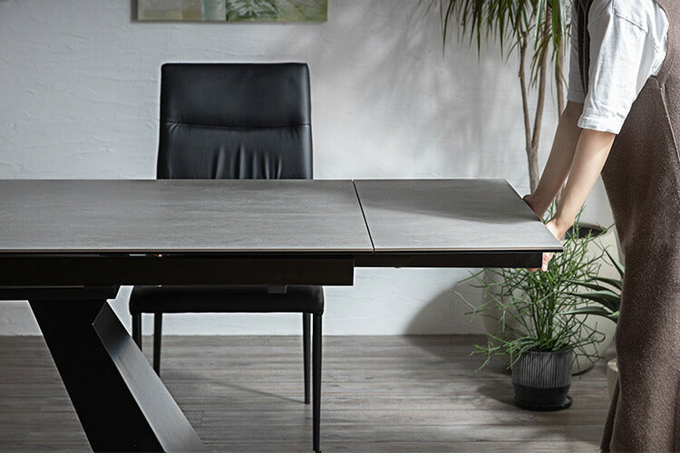 セラミック 両側伸縮 ダイニングセット 4人掛け 5点セット ダイニングテーブルセット 伸長式 幅160~幅236 合皮 レザー デザインチェア 鏡面 ダイニングチェア 耐水 耐熱 石目調(代引不可)