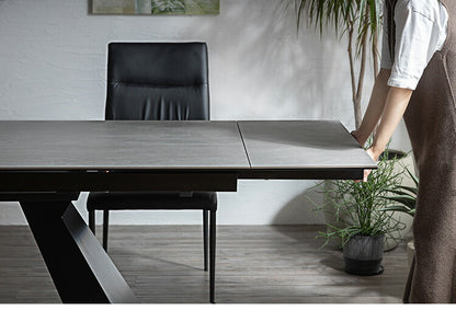 セラミック 両側伸縮 ダイニングセット 4人掛け 5点セット ダイニングテーブルセット 伸長式 幅160~幅236 合皮 レザー デザインチェア 鏡面 ダイニングチェア 耐水 耐熱 石目調(代引不可)