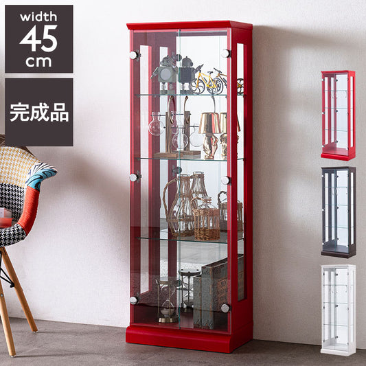 エステ45 コレクションラック 完成品 幅45cm 高さ128cm 奥行25cm フィギュアケース コレクションケース ガラスケース ショーケース コレクションボード 飾り棚 ガラス棚 ディスプレイラック(代引不可)
