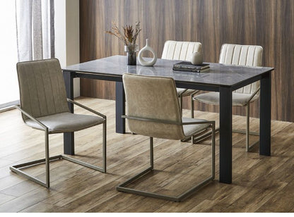 セラミック ダイニングセット 4人掛け 5点セット ダイニングテーブルセット 幅150 ファブリック アイアン 鏡面 ダイニングチェア 耐水 耐熱 大理石調(代引不可)