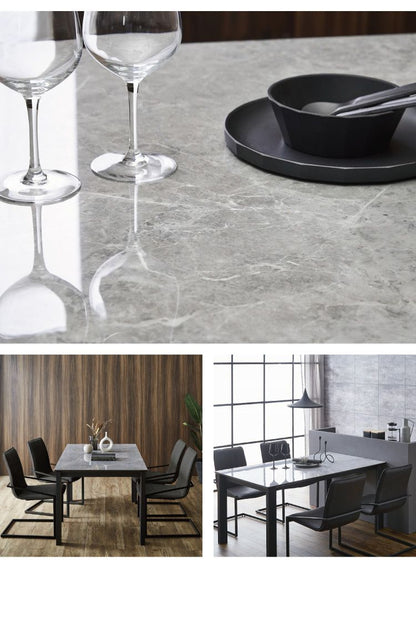 セラミック ダイニングセット 4人掛け 5点セット ダイニングテーブルセット 幅150 ファブリック アイアン 鏡面 ダイニングチェア 耐水 耐熱 大理石調(代引不可)