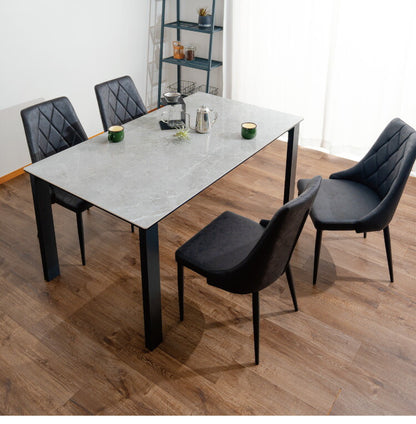 セラミック ダイニングセット 4人掛け 5点セット ダイニングテーブルセット 幅150 合皮 デザインチェア 鏡面 ダイニングチェア 耐水 耐熱 大理石調(代引不可)