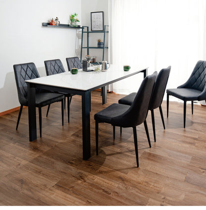 セラミック ダイニングセット 6人掛け 7点セット ダイニングテーブルセット 幅180 合皮 デザインチェア 鏡面 ダイニングチェア 耐水 耐熱 大理石調(代引不可)