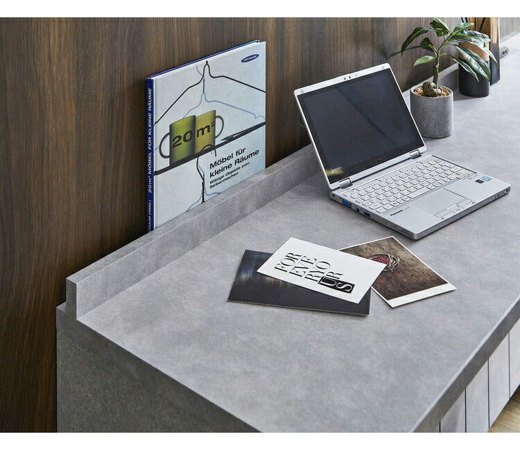 ハーフテーブル コンクリート調 幅150cm 2口コンセント付き おしゃれ 北欧 シンプル タブレットスタンド 書斎 リモート 在宅 新生活 本立て カウンターテーブル(代引不可)