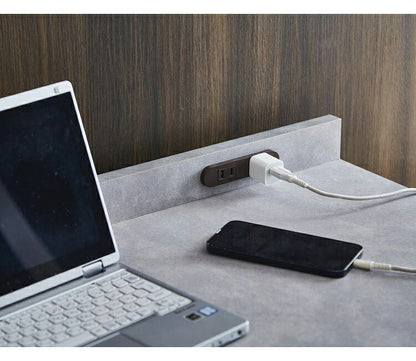 ハーフテーブル コンクリート調 幅150cm 2口コンセント付き おしゃれ 北欧 シンプル タブレットスタンド 書斎 リモート 在宅 新生活 本立て カウンターテーブル(代引不可)