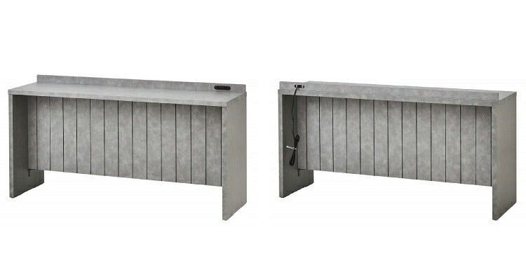 ハーフテーブル コンクリート調 幅150cm 2口コンセント付き おしゃれ 北欧 シンプル タブレットスタンド 書斎 リモート 在宅 新生活 本立て カウンターテーブル(代引不可)