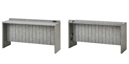 ハーフテーブル コンクリート調 幅150cm 2口コンセント付き おしゃれ 北欧 シンプル タブレットスタンド 書斎 リモート 在宅 新生活 本立て カウンターテーブル(代引不可)