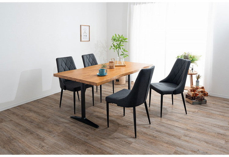 ダイニングセット 5点セットA T字脚テーブル チェア4脚 木製 スチール オーク 重厚感 厚い 耐久性 おしゃれ 耳付き シンプル ナチュラル 自然 温かみ 編み目 リビング ダイニング 食卓 椅子(代引不可)