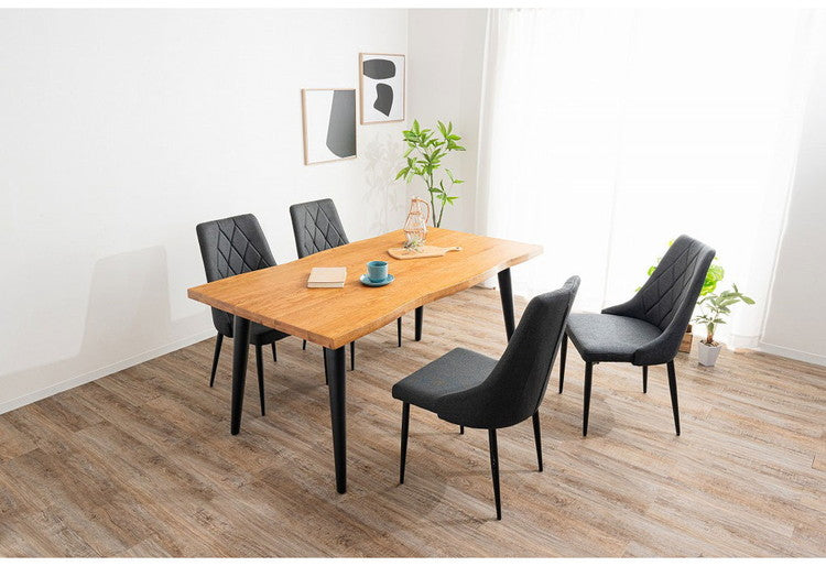 ダイニングセット 5点セットC スクエア/4本脚テーブル チェア4脚 木製 スチール オーク 重厚感 厚い 耐久性 おしゃれ 耳付き シンプル ナチュラル 温かみ 編み目 リビング ダイニング 食卓 椅子(代引不可)