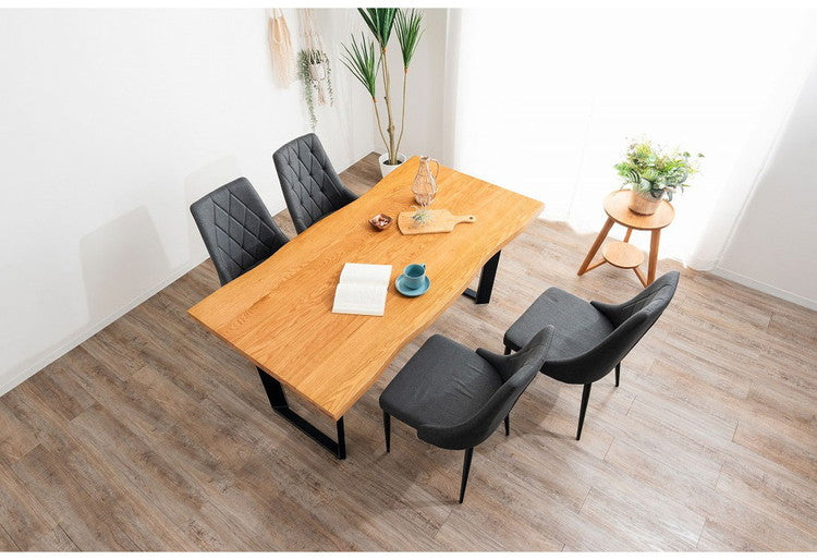 ダイニングセット 5点セットC スクエア/4本脚テーブル チェア4脚 木製 スチール オーク 重厚感 厚い 耐久性 おしゃれ 耳付き シンプル ナチュラル 温かみ 編み目 リビング ダイニング 食卓 椅子(代引不可)