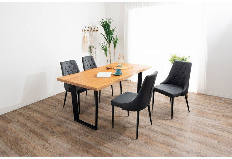 ダイニングセット 5点セットC スクエア/4本脚テーブル チェア4脚 木製 スチール オーク 重厚感 厚い 耐久性 おしゃれ 耳付き シンプル ナチュラル 温かみ 編み目 リビング ダイニング 食卓 椅子(代引不可)