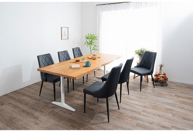 ダイニングセット 7点セットA T字脚テーブル(大) チェア6脚 木製 スチール オーク 厚い 耐久性 おしゃれ 耳付き シンプル ナチュラル 温かみ 編み目 リビング ダイニングテーブル 食卓 椅子(代引不可)