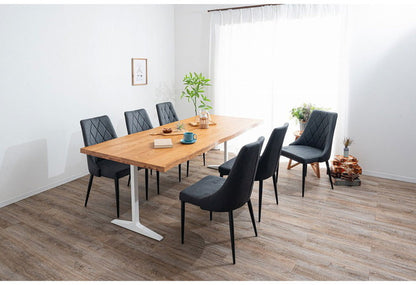 ダイニングセット 7点セットA T字脚テーブル(大) チェア6脚 木製 スチール オーク 厚い 耐久性 おしゃれ 耳付き シンプル ナチュラル 温かみ 編み目 リビング ダイニングテーブル 食卓 椅子(代引不可)