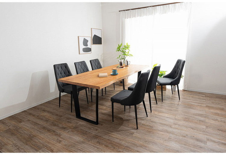 ダイニングセット 7点セットC スクエア/4本脚テーブル(大) チェア6脚 木製 スチール オーク 厚い 耐久性 おしゃれ 耳付き シンプル ナチュラル 温かみ 編み目 リビング ダイニングテーブル 食卓 椅子(代引不可)